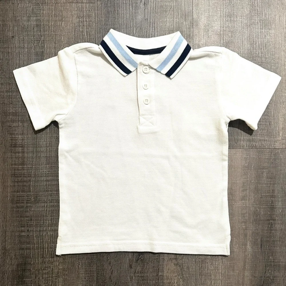 💞 New Baby & Toddler Boy Size 24 Months White Short Sleeve Polo Shirt